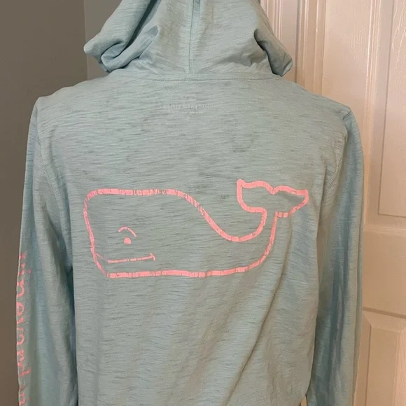 NWT Vineyard Vines Lightweight Aqua Haze Hoodie | Whale Logo | Size S - Picture 5 of 14